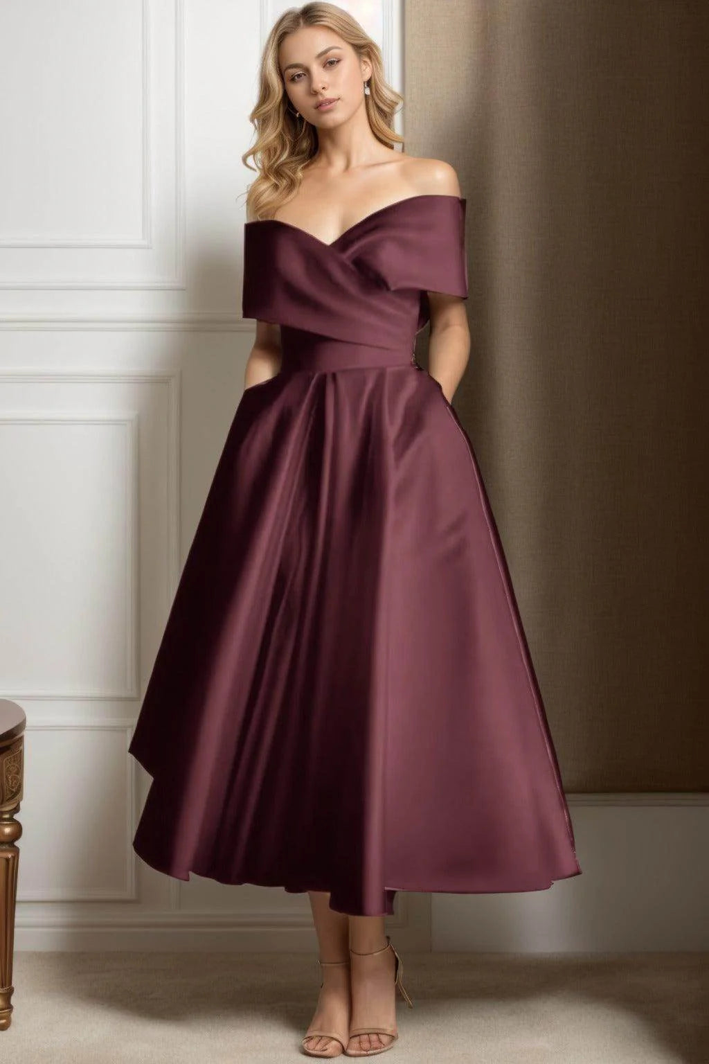 A-Line Ankle Length Satin Graduation Dresses CS0564