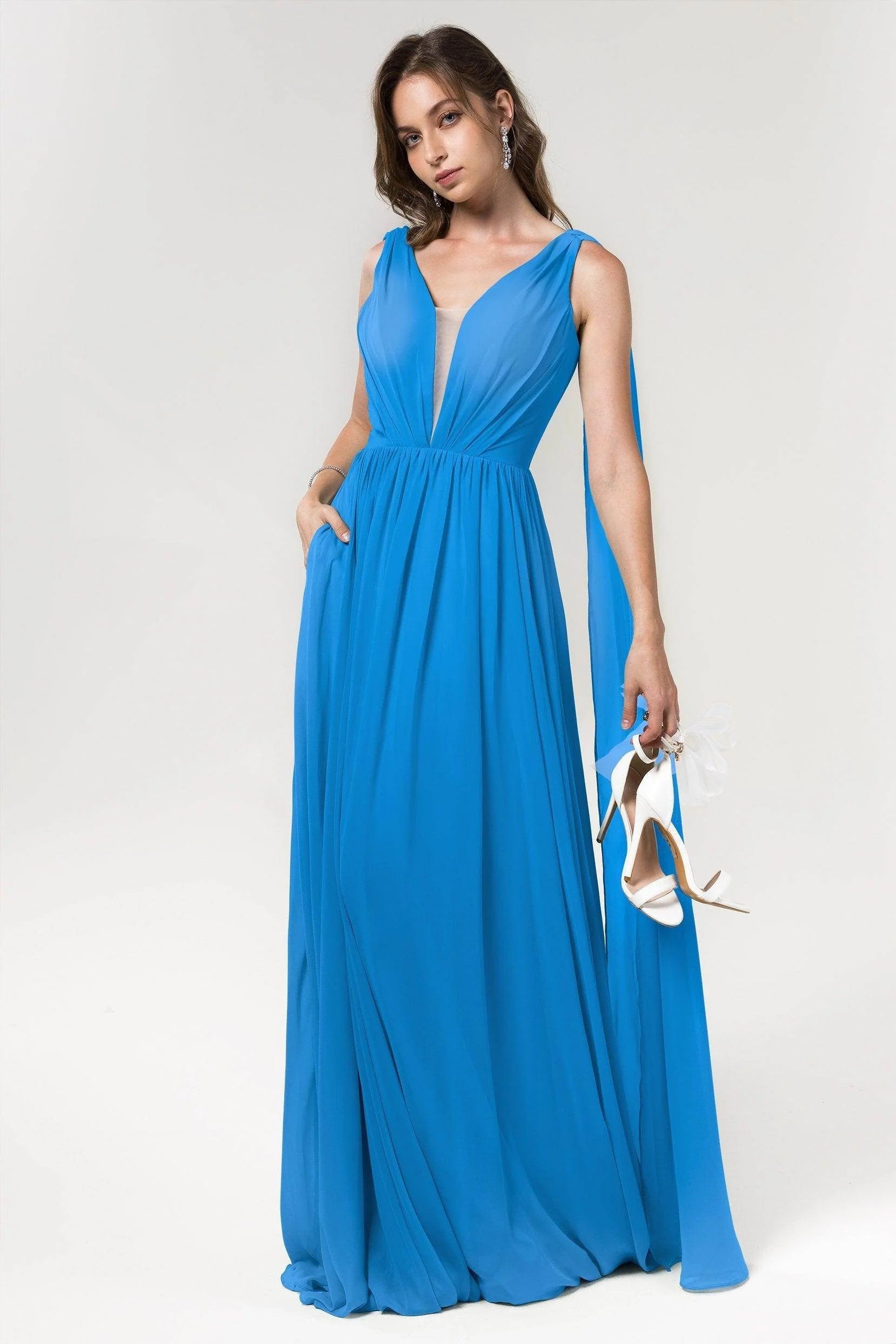 A-Line Floor Length Chiffon Bridesmaid Dress Formal Dresses CB0565