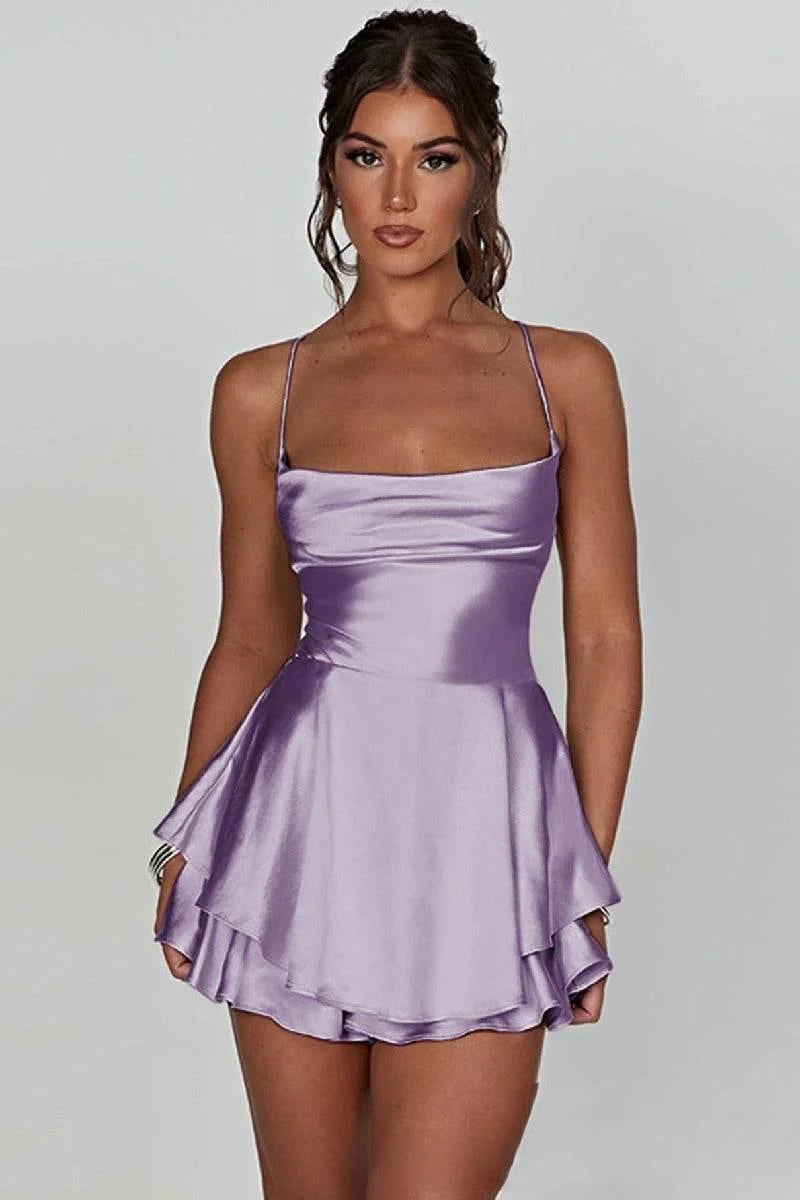 Short Mini Spaghetti Spandex Satin Cocktail Guest Dresses 911969027491