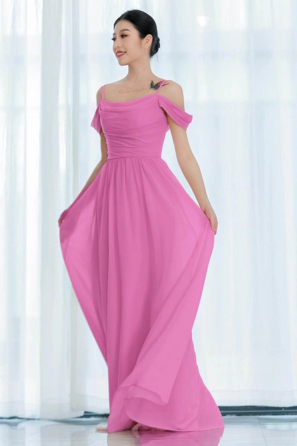 A-Line Floor Length Chiffon Bridesmaid Dress CB0717
