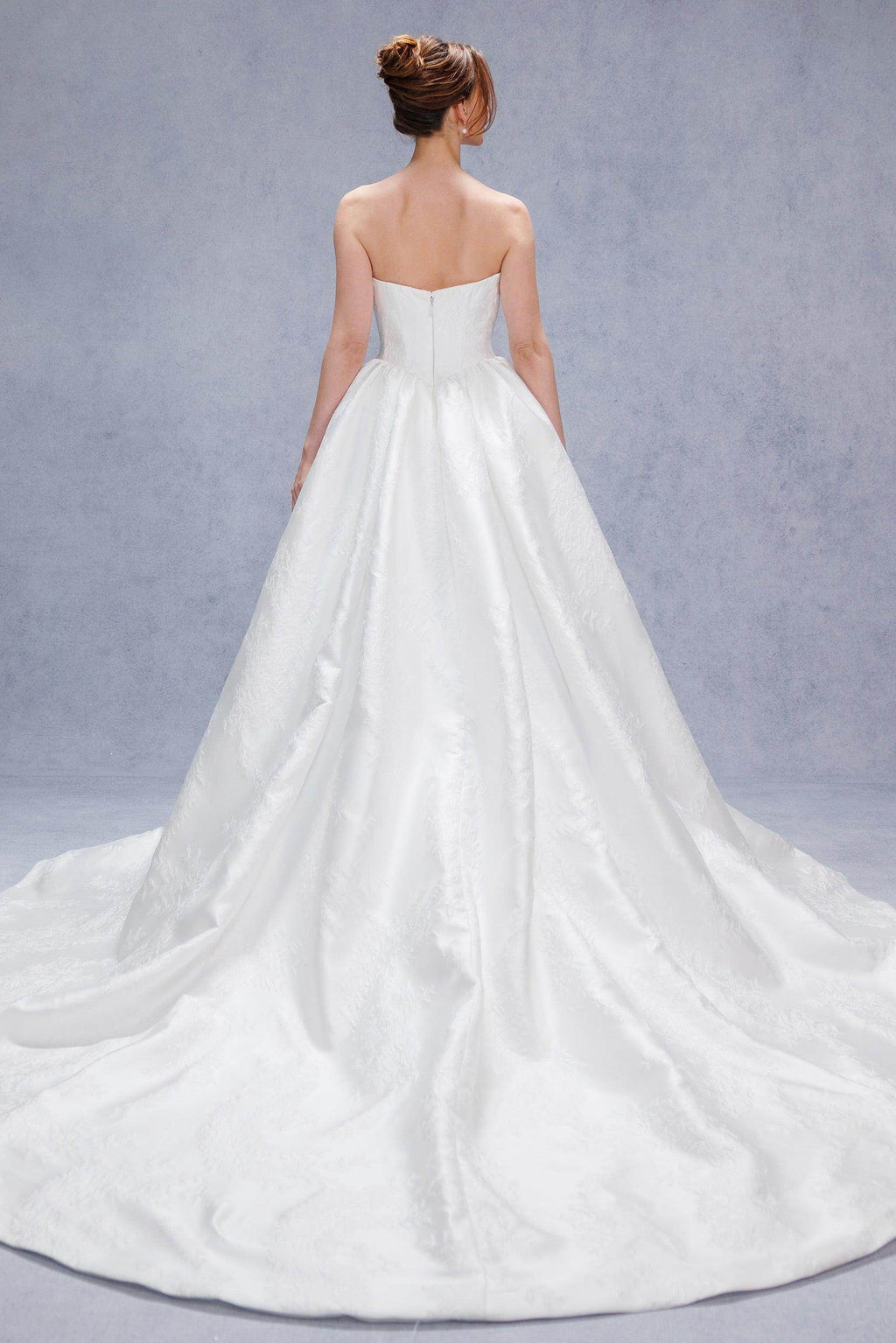 Ball Gown Court Train Jacquard Satin Wedding Dress CW3533