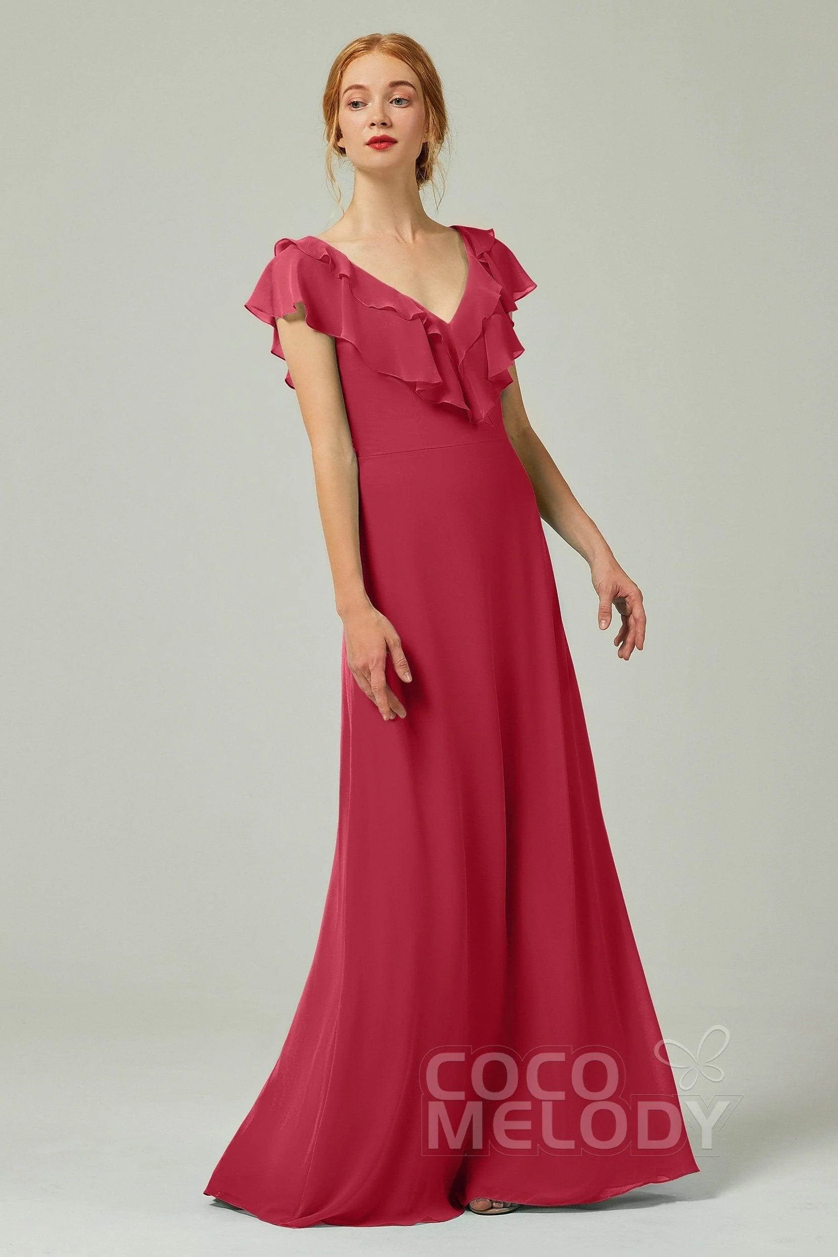 A-Line Floor Length Chiffon Bridesmaid Dress CB0323
