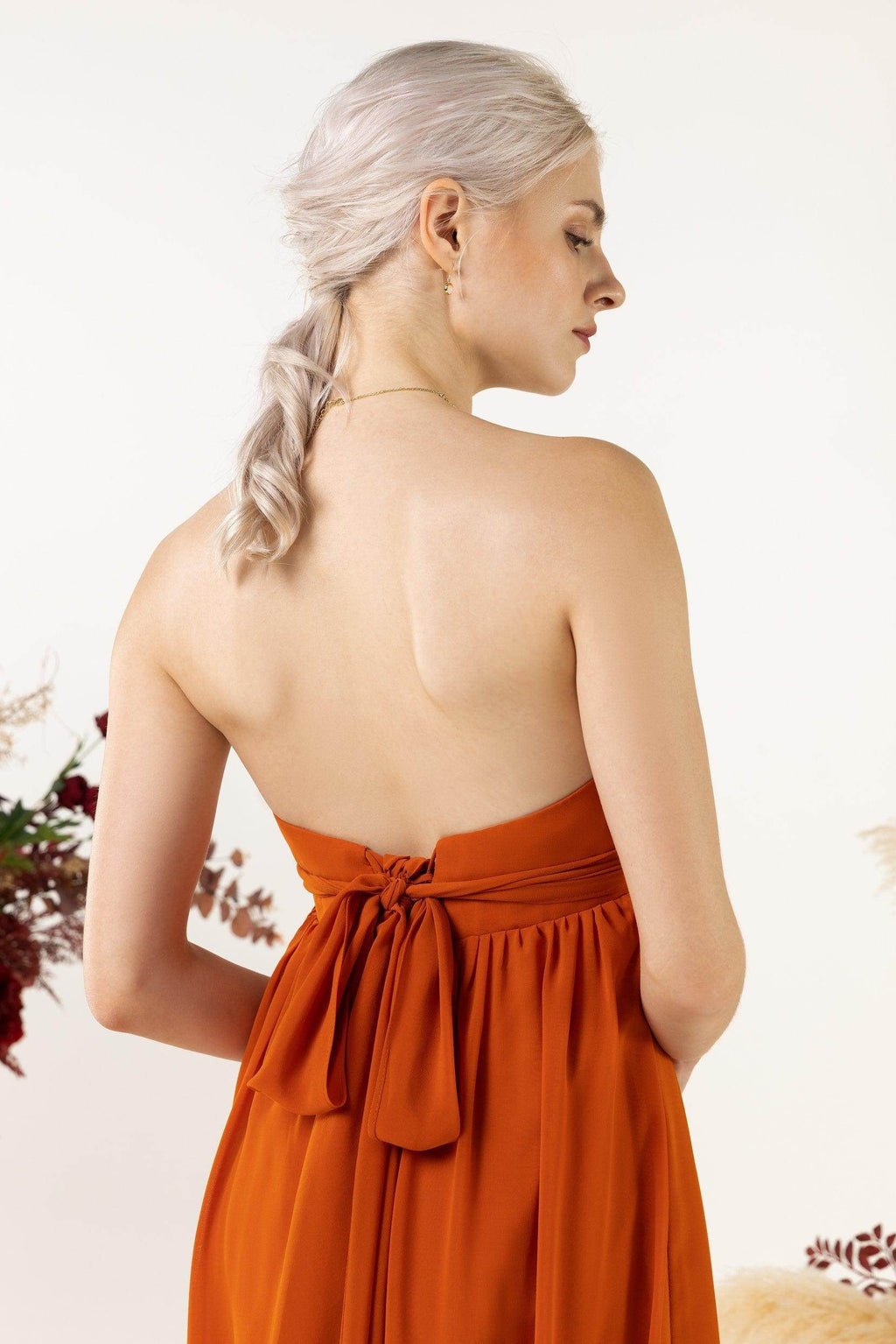 A-Line Sweep-Brush Train Chiffon Bridesmaid Dress CB0470