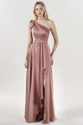 Asymmetrical Maxi Luxe Satin Bridesmaid Dress CS0603BM