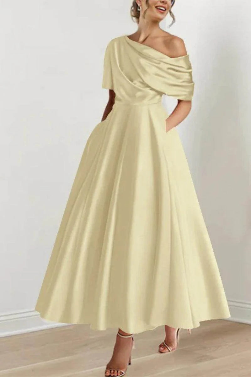 A Line One shoulder Half Sleeve Ankle Length Mother Dresses CM0366