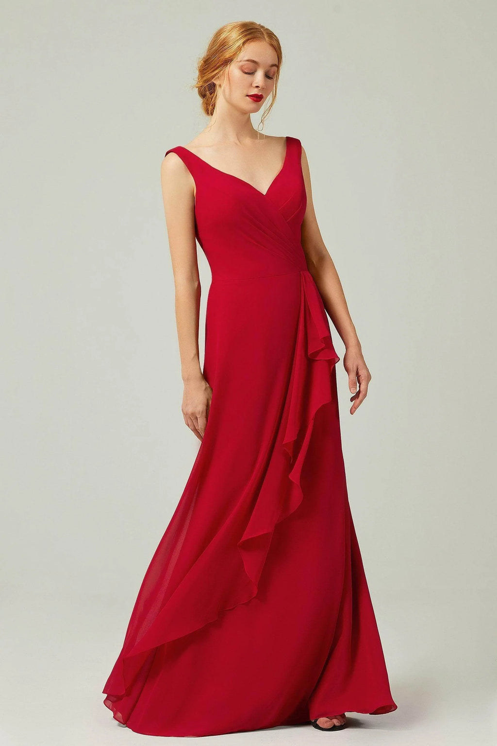Sheath-Column Floor Length Chiffon Bridesmaid Dress Formal Dresses CB0344PS