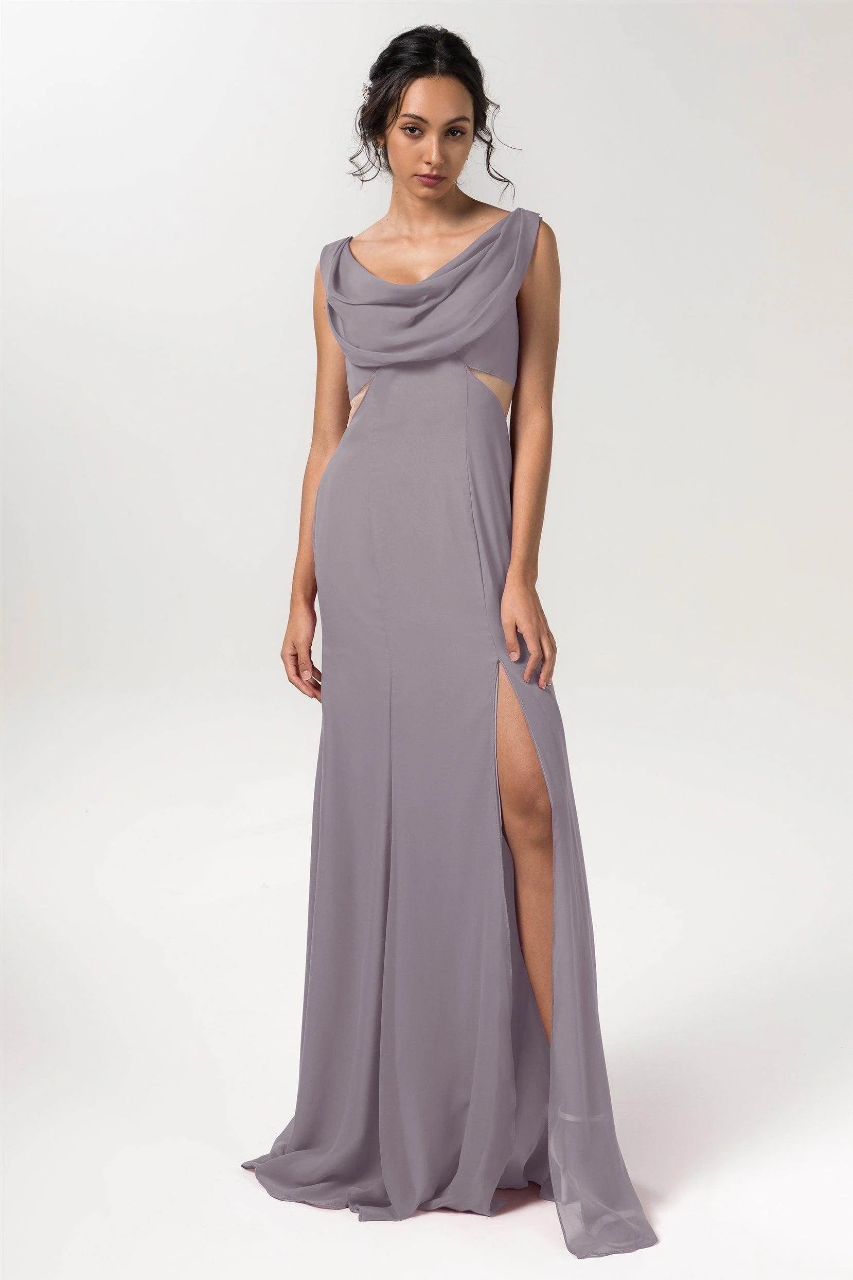 Sheath-Column Floor Length Chiffon Bridesmaid Dress CB0558