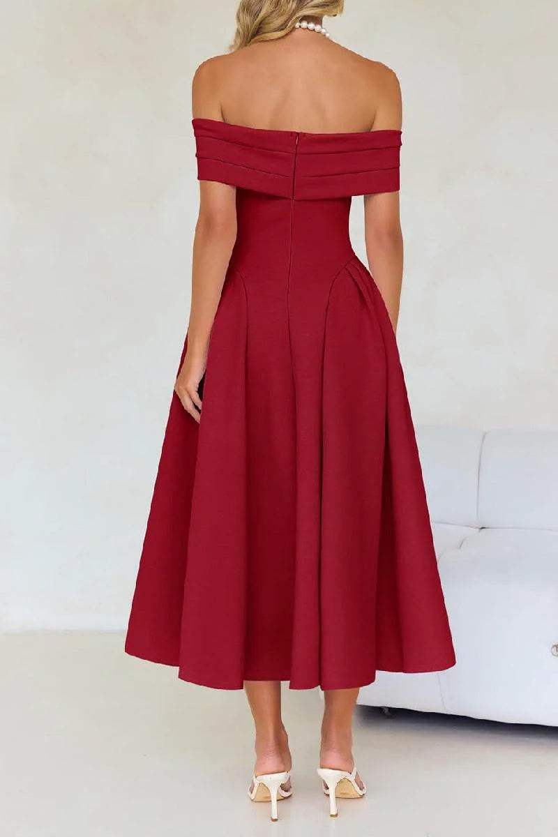 A-Line Midi Satin Formal Wedding Guest Dresses B0DS8NJRR3