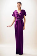 Sheath-Column Maxi Luxe Satin Wedding Guest Dress CG0299