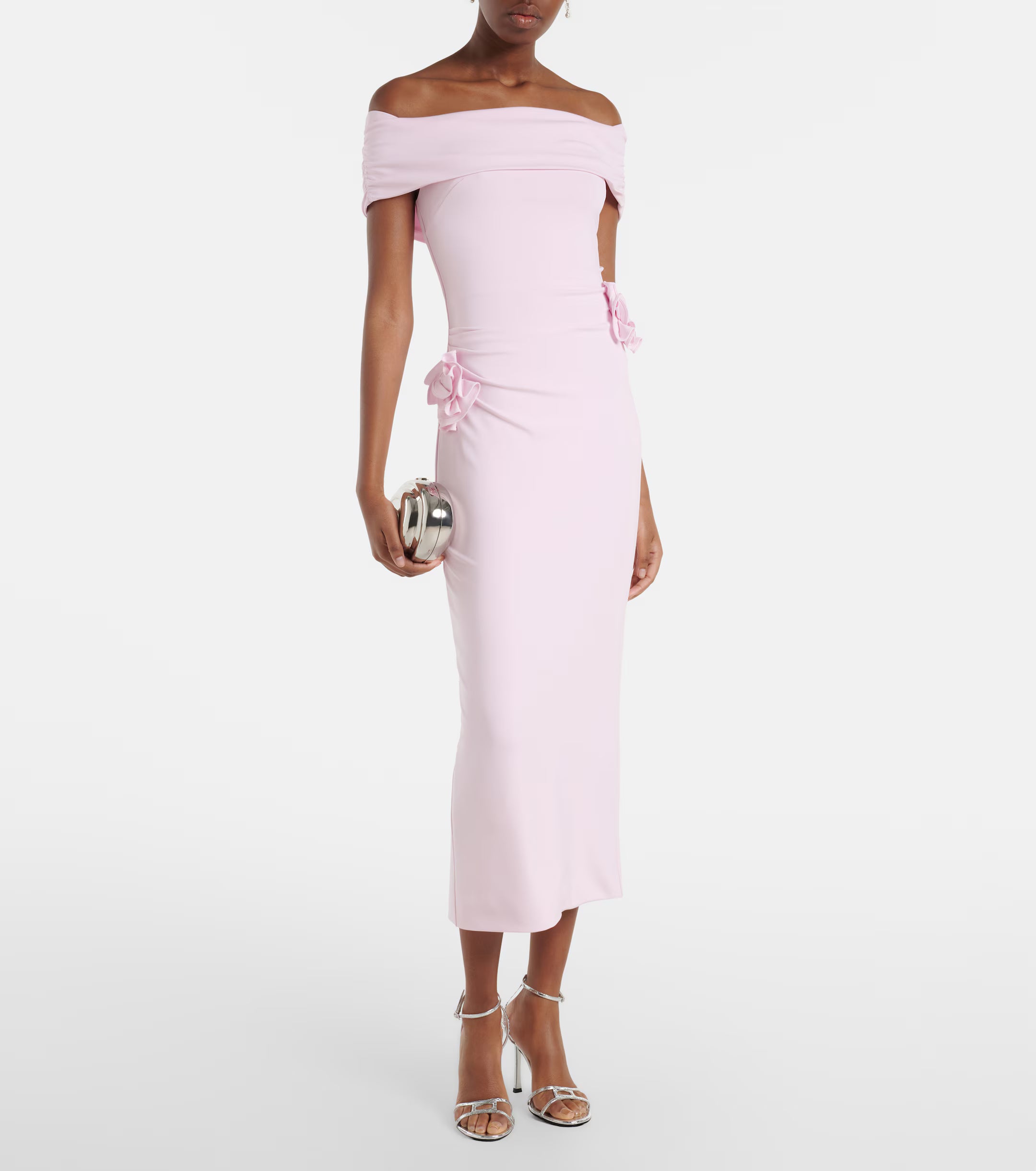 Roland Mouret Floral-appliqué jersey midi dress