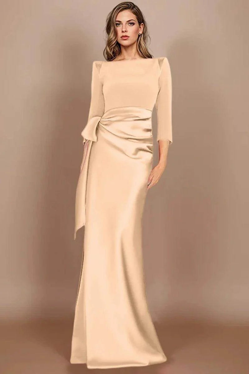 Sheath Scoop 3/4 Length Sleeves Floor Length Mother Dresses CM0380