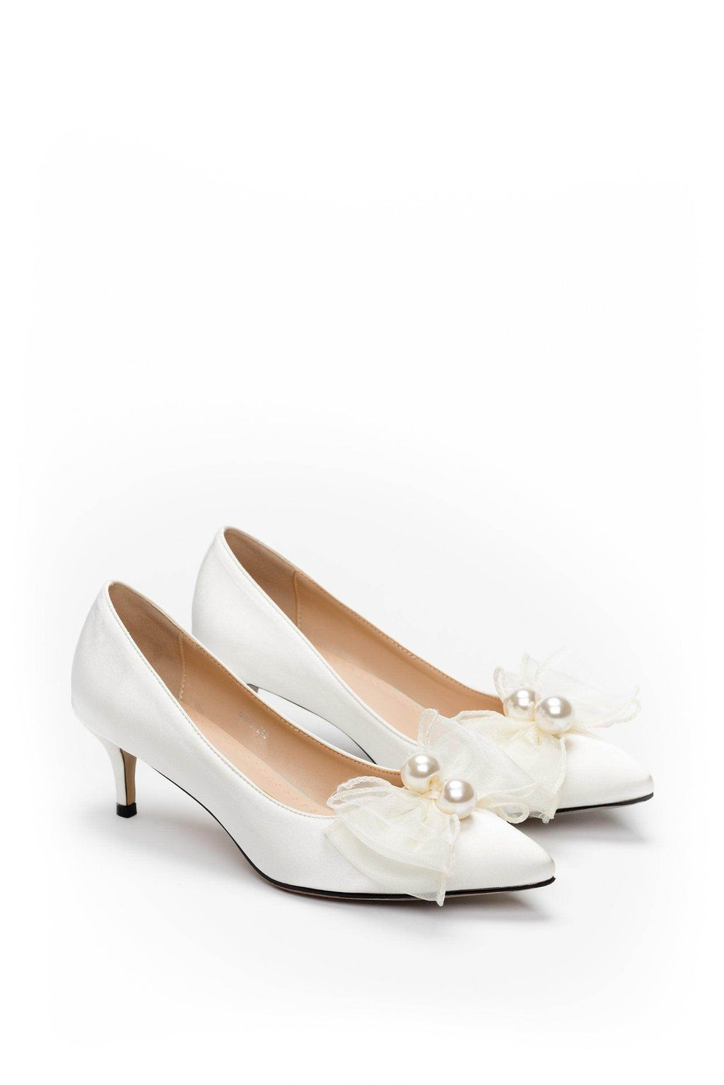 Stiletto Heel Satin Pointed Toe Bridal Shoes Bowknot CK0104