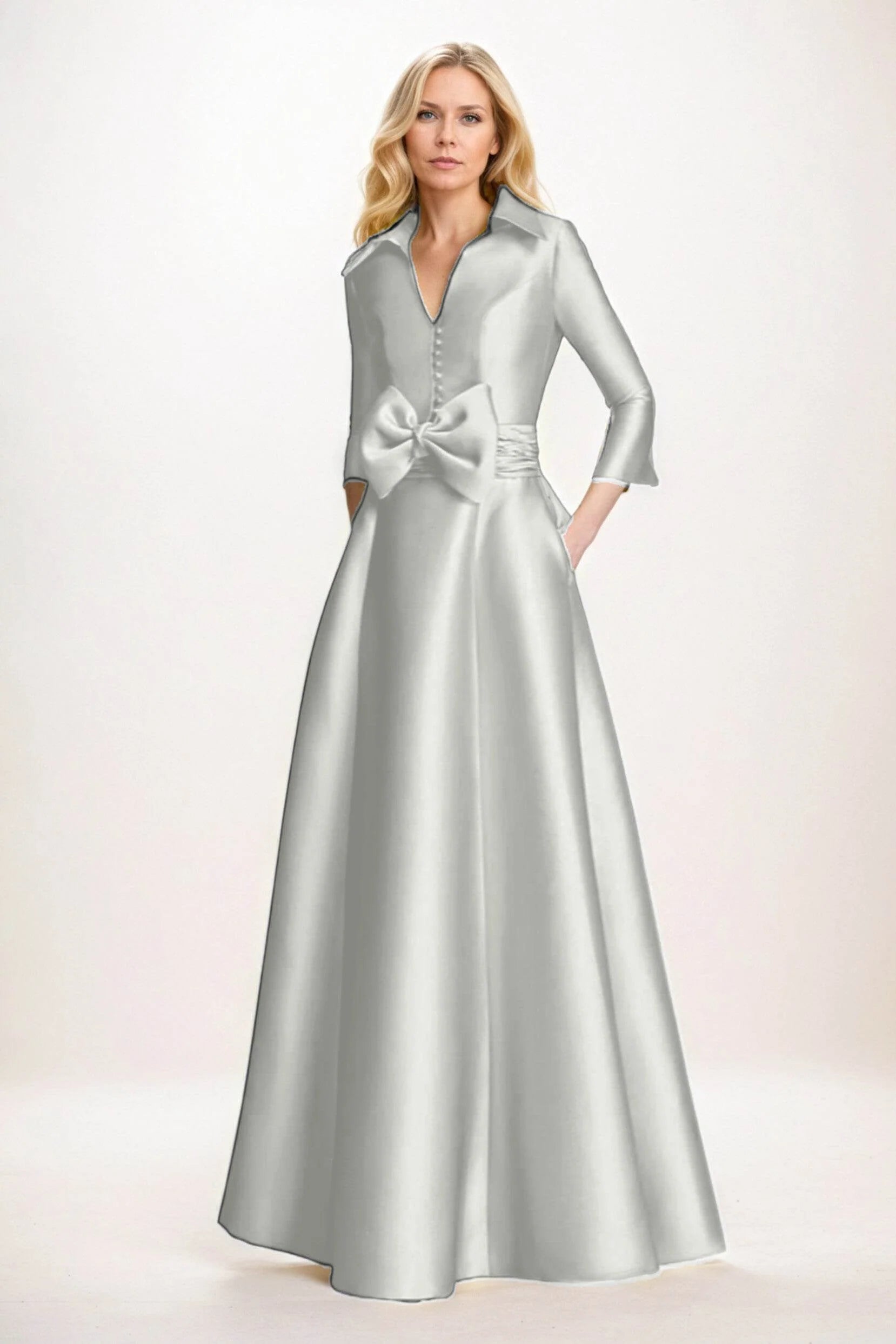 A-Line Maxi Satin Mother of the Bride Dresses CM0402