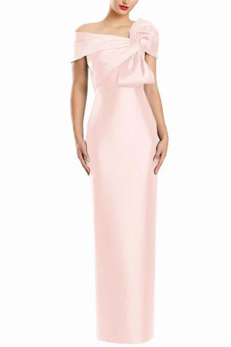 Sheath One Shoulder Floor Length Mother Dresses with Bow CM0368