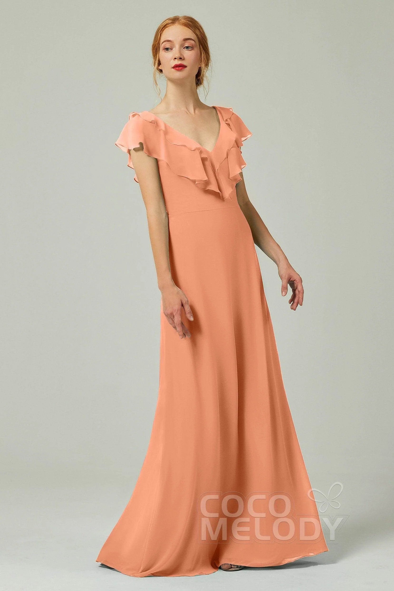 A-Line Floor Length Chiffon Bridesmaid Dress CB0323
