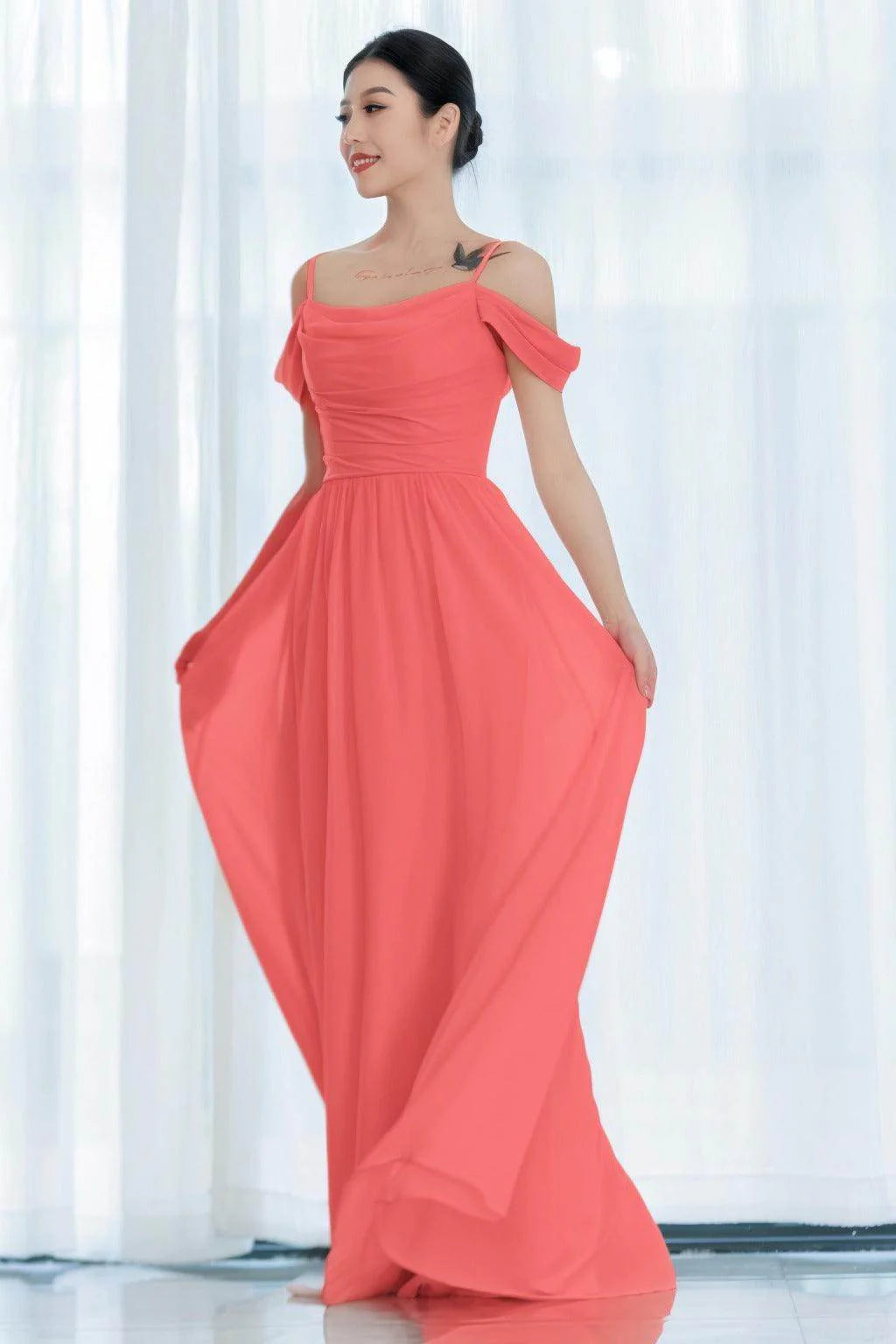 A-Line Floor Length Chiffon Bridesmaid Dress CB0717