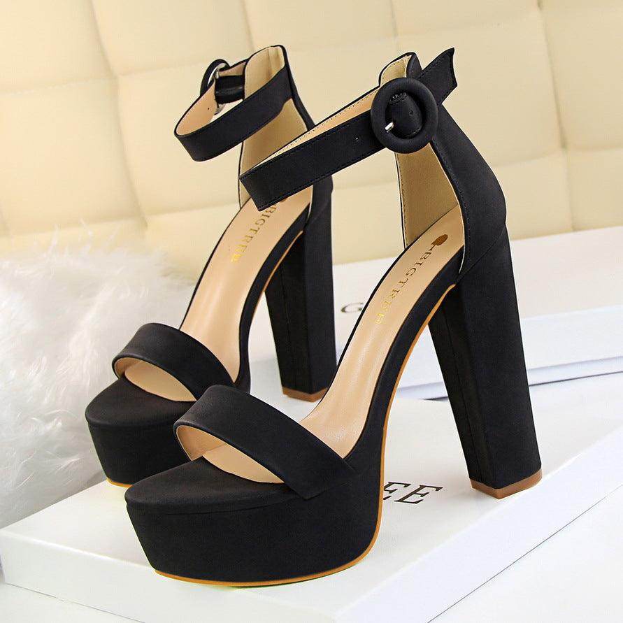 Suede Ankle Strap  Block Heels 550122184120