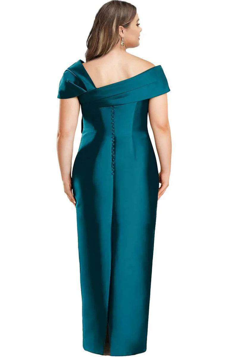 Sheath One Shoulder Floor Length Mother Dresses with Bow CM0368