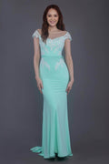 Trumpet Sweep Train Knitted Fabric Bridesmaid Dress PR3562
