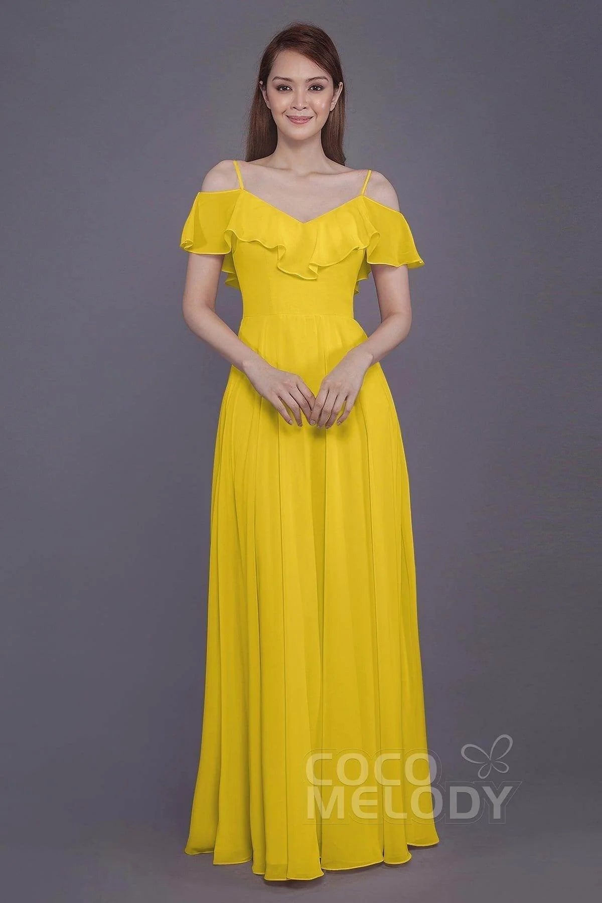 Sheath-Column Floor Length Chiffon Bridesmaid Dress PR3570