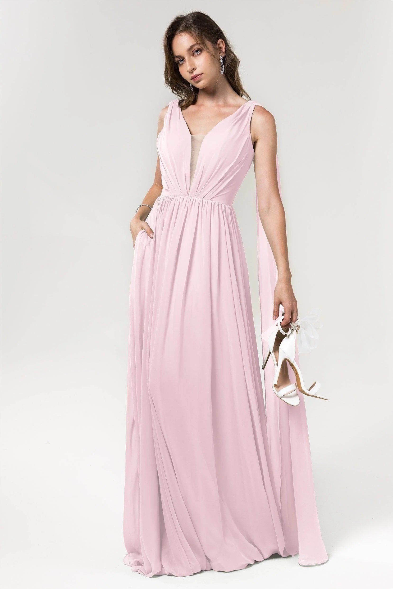 A-Line Floor Length Chiffon Bridesmaid Dress Formal Dresses CB0565