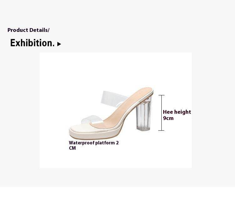 Round Crystal Block Heel Sandals 717951821802