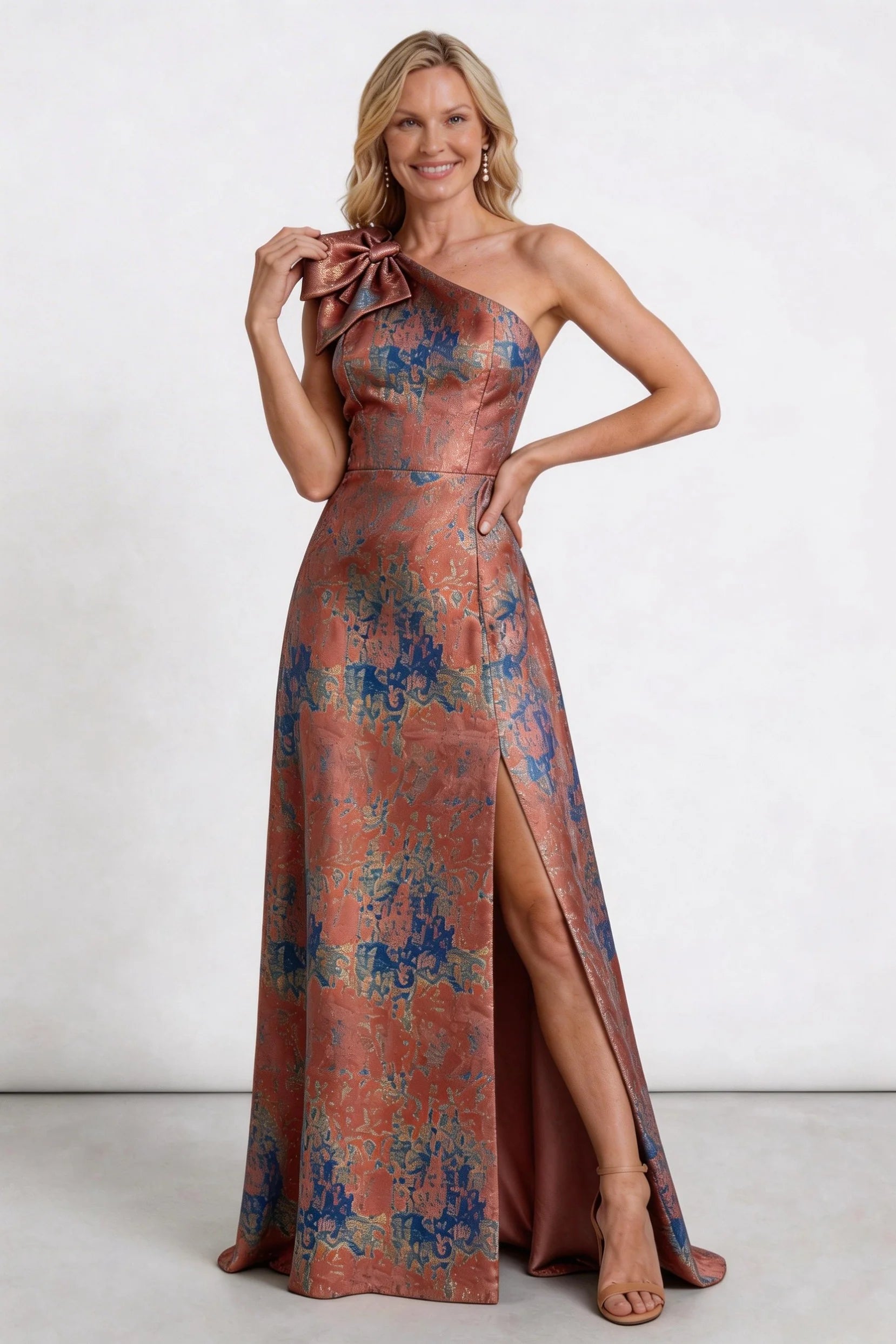 A-Line Floor Length Jacquard Mother of the Bride Dress CM0426