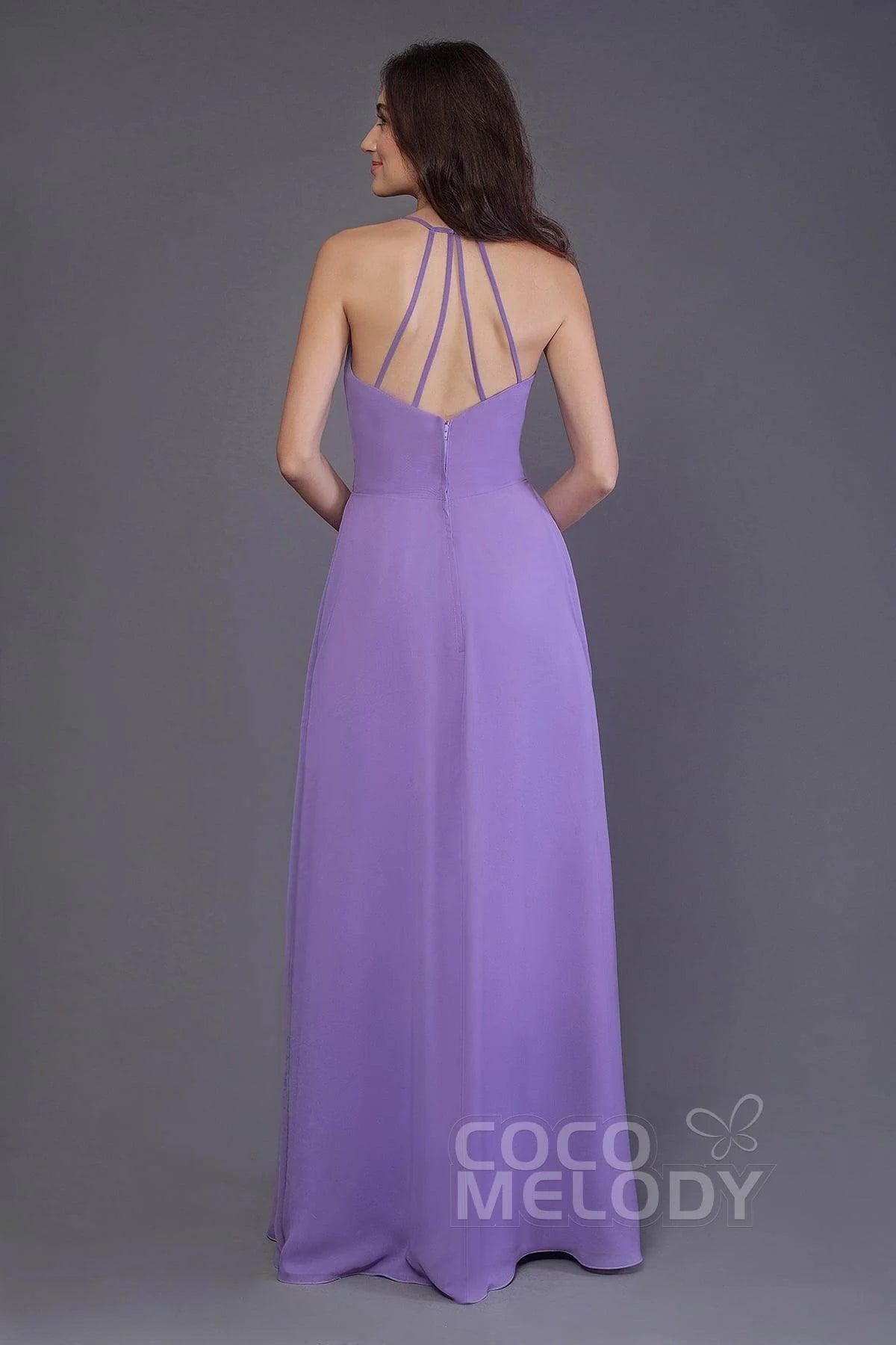 Sheath-Column Floor Length Chiffon Bridesmaid Dress PR3572