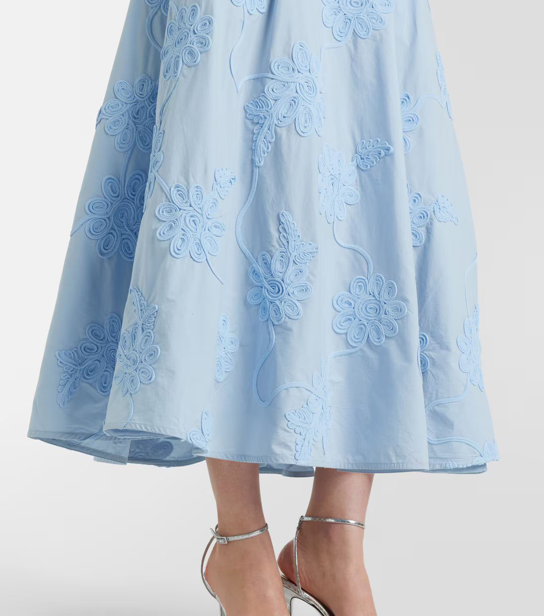 Rotate Embroidered floral cotton midi dress