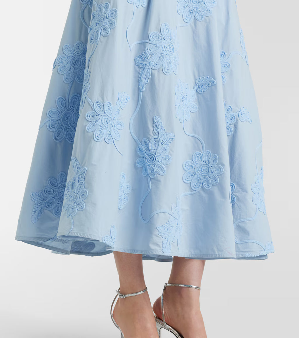 Rotate Embroidered floral cotton midi dress