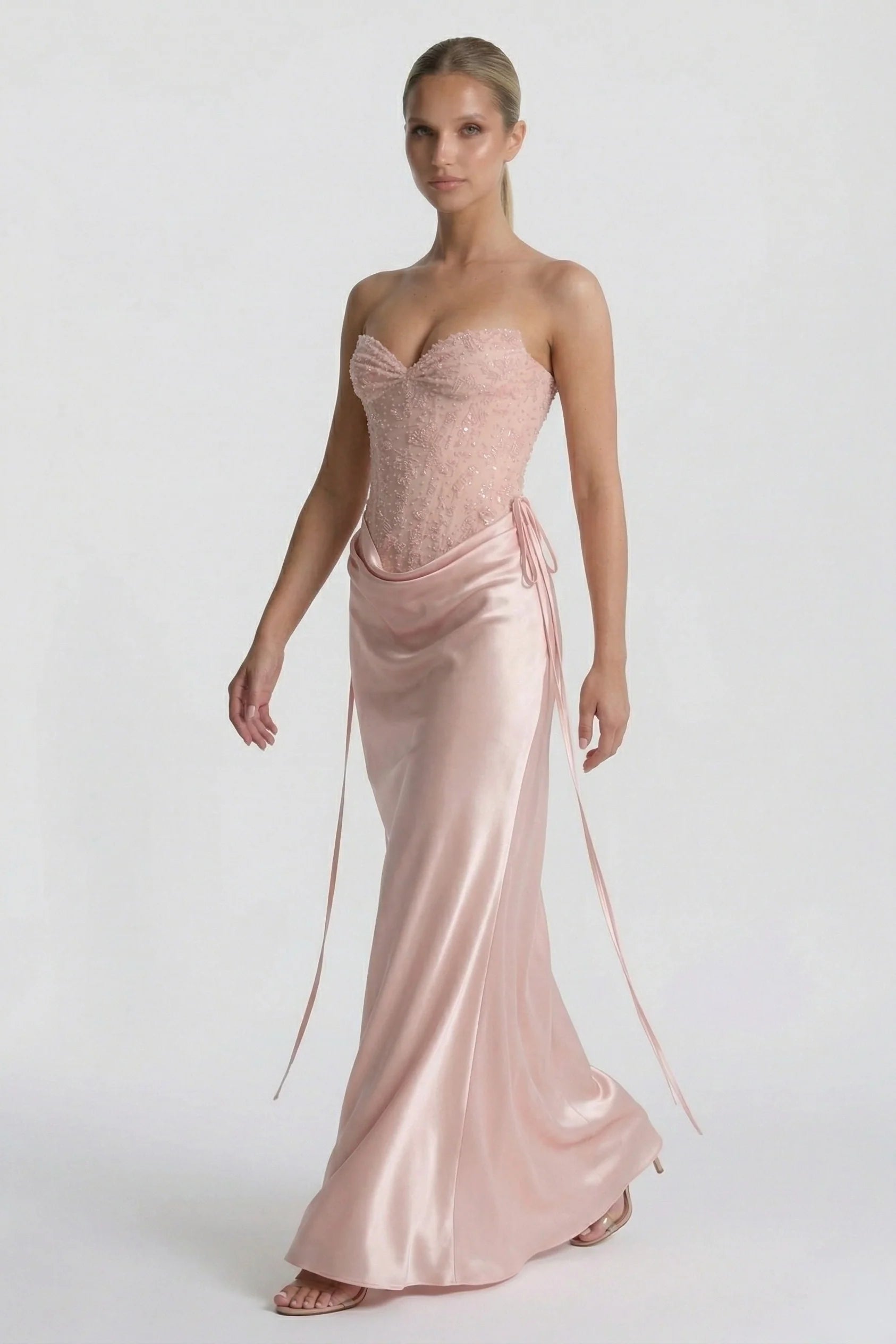 Sheath-Column Floor Length Acetate Satin Wedding Guest Dress CG0308