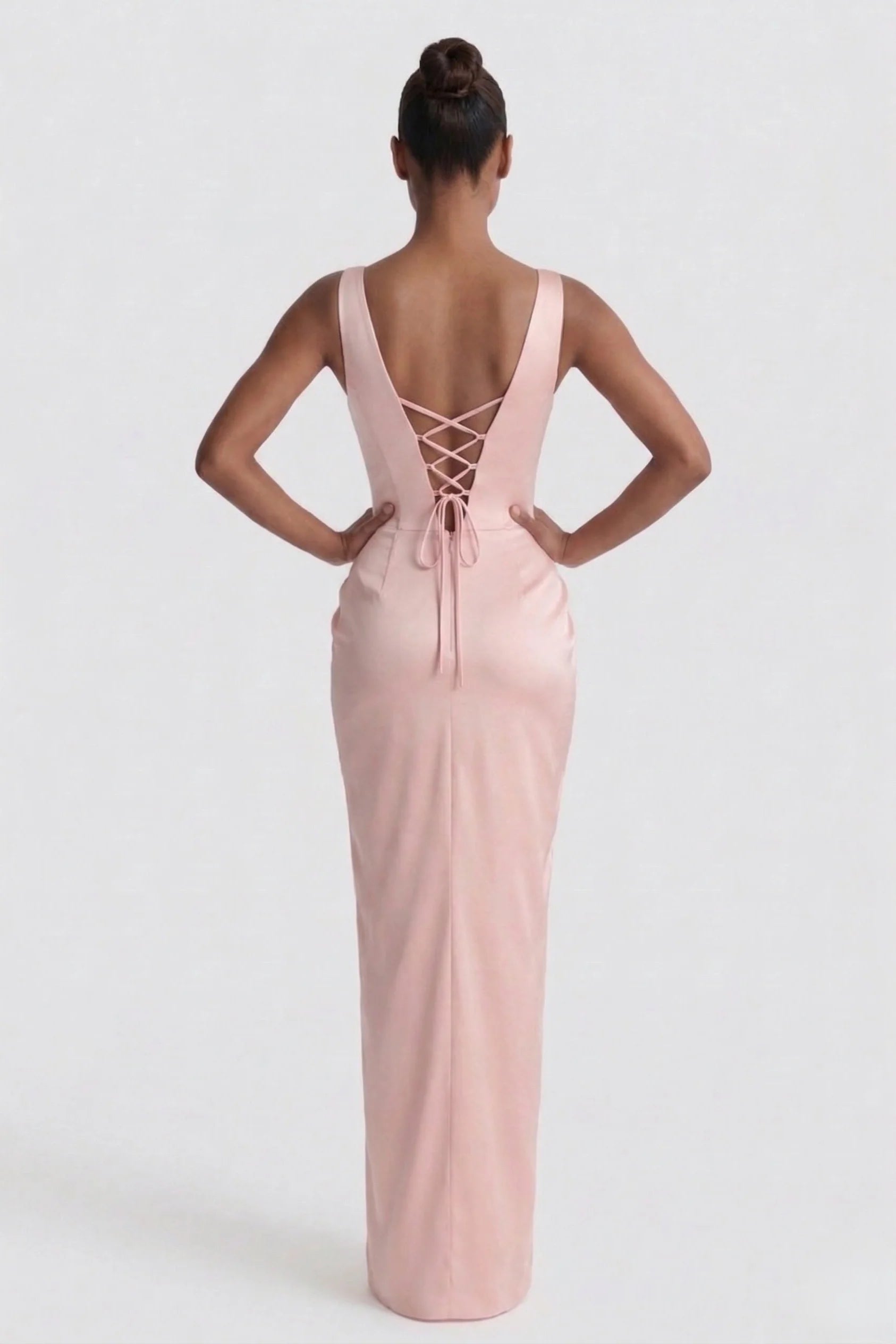 Sheath-Column Floor Length Acetate Satin Wedding Guest Dress CG0304