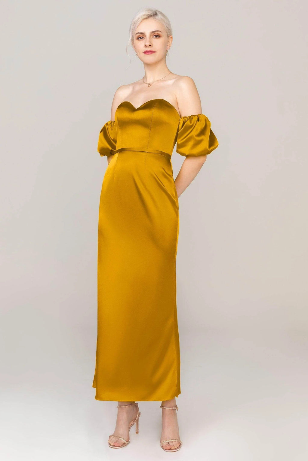 Sheath Ankle Length Luxe Satin Dress CS0306