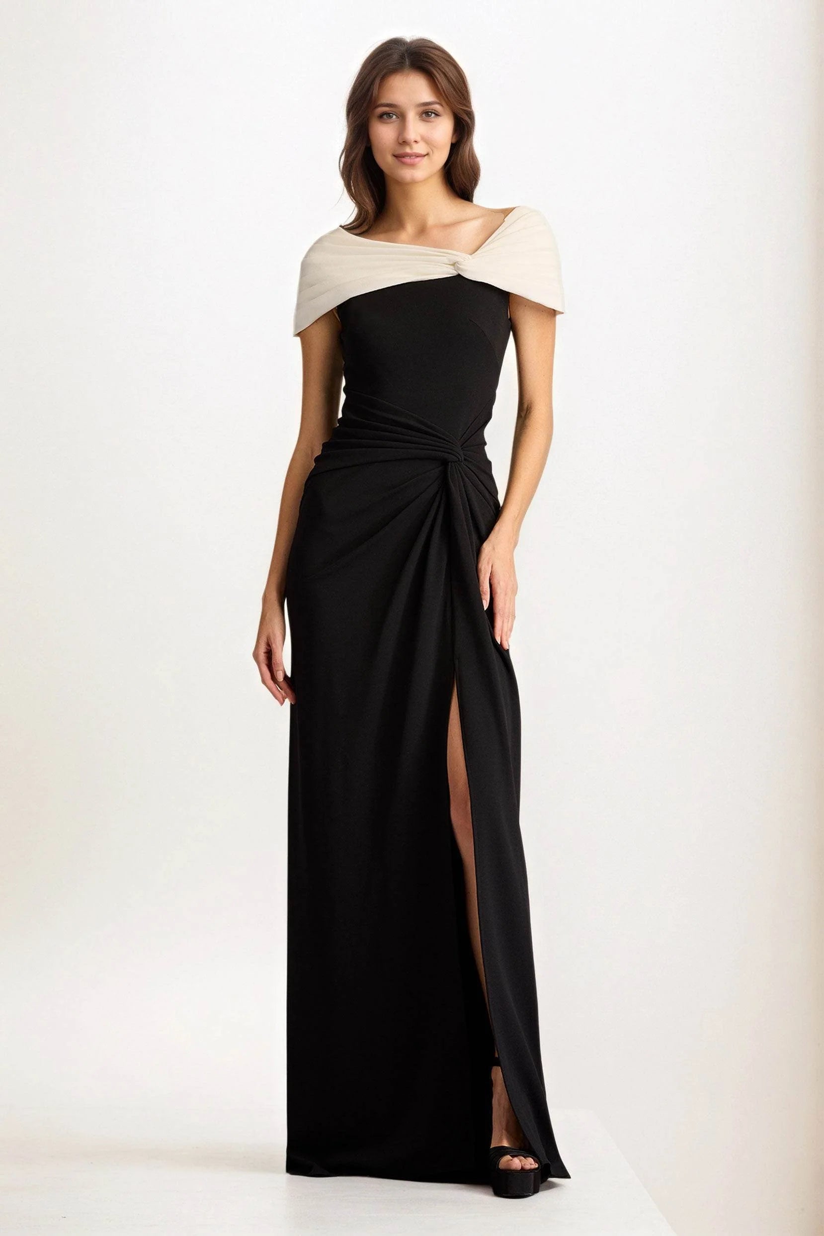 Sheath-Column Maxi Chiffon Wedding Guest Dress CG0279