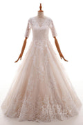 A-Line Floor Length Tulle and Lace Wedding Dress LD4604