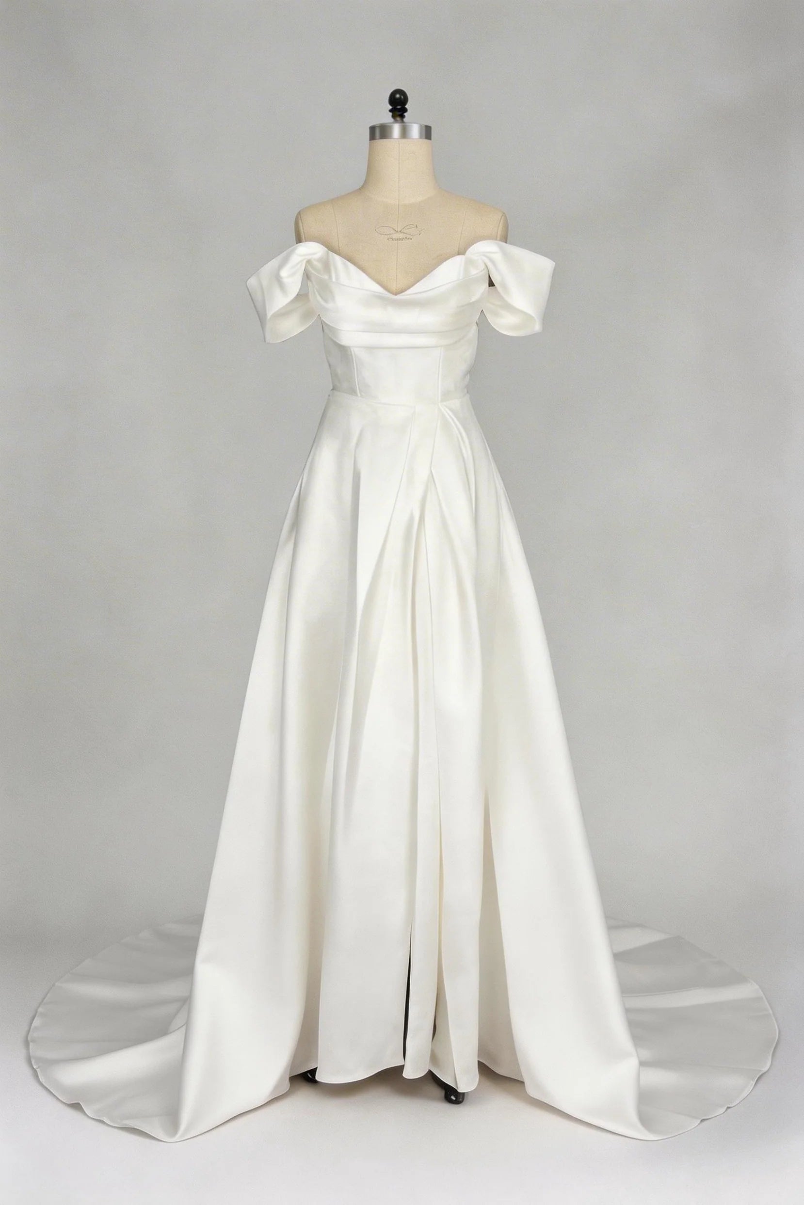 A-Line Court Train Mikado Wedding Dress CW3451