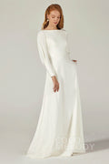 A-Line Sweep-Brush Train Elastic Fabric Wedding Dress CW2218