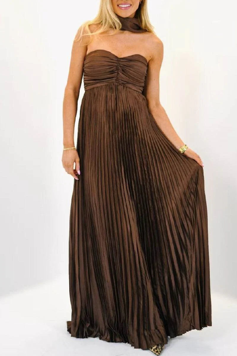 A-line Maxi Pleated Spandex Satin Formal Evening Dresses 937501662612