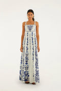 FARM Rio Off-White Flowers Arch Pleats Maxi Dress