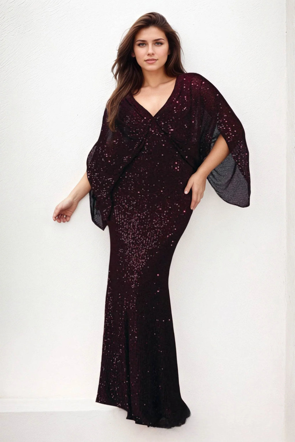 Sheath-Column Maxi Sequined Wedding Guest Dress CG0284