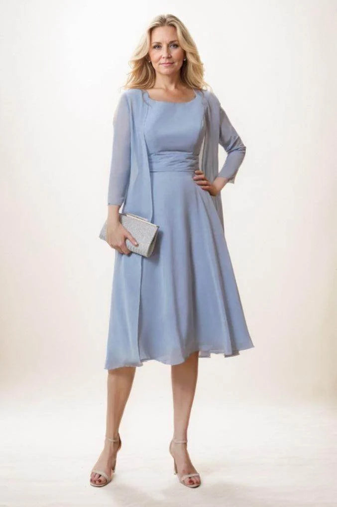 A-Line Midi Chiffon Mother Of The Bride Dress CM0291