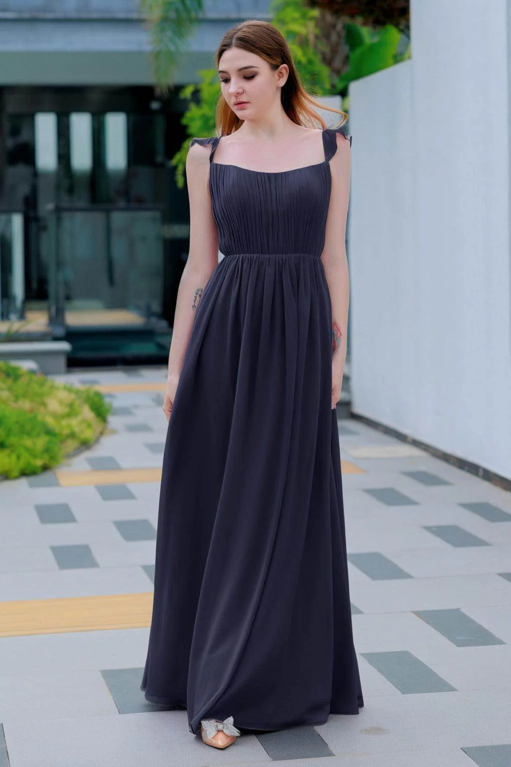 A-Line Floor Length Chiffon Bridesmaid Dress CB0714