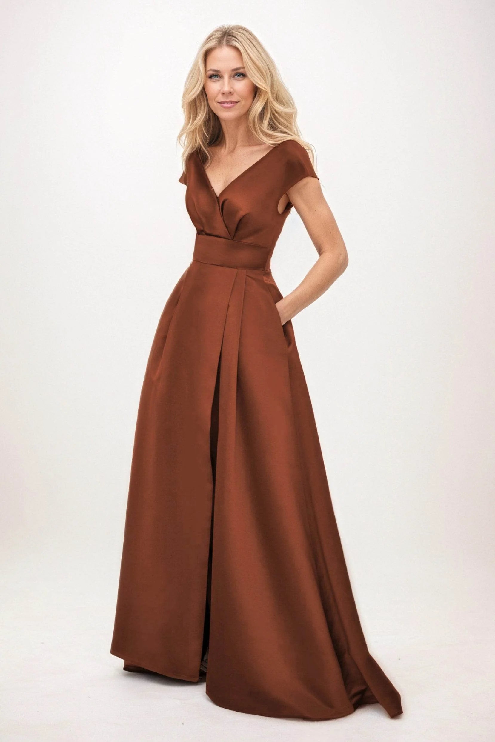 A-Line Maxi Satin Mother of the Bride Dresses CM0408