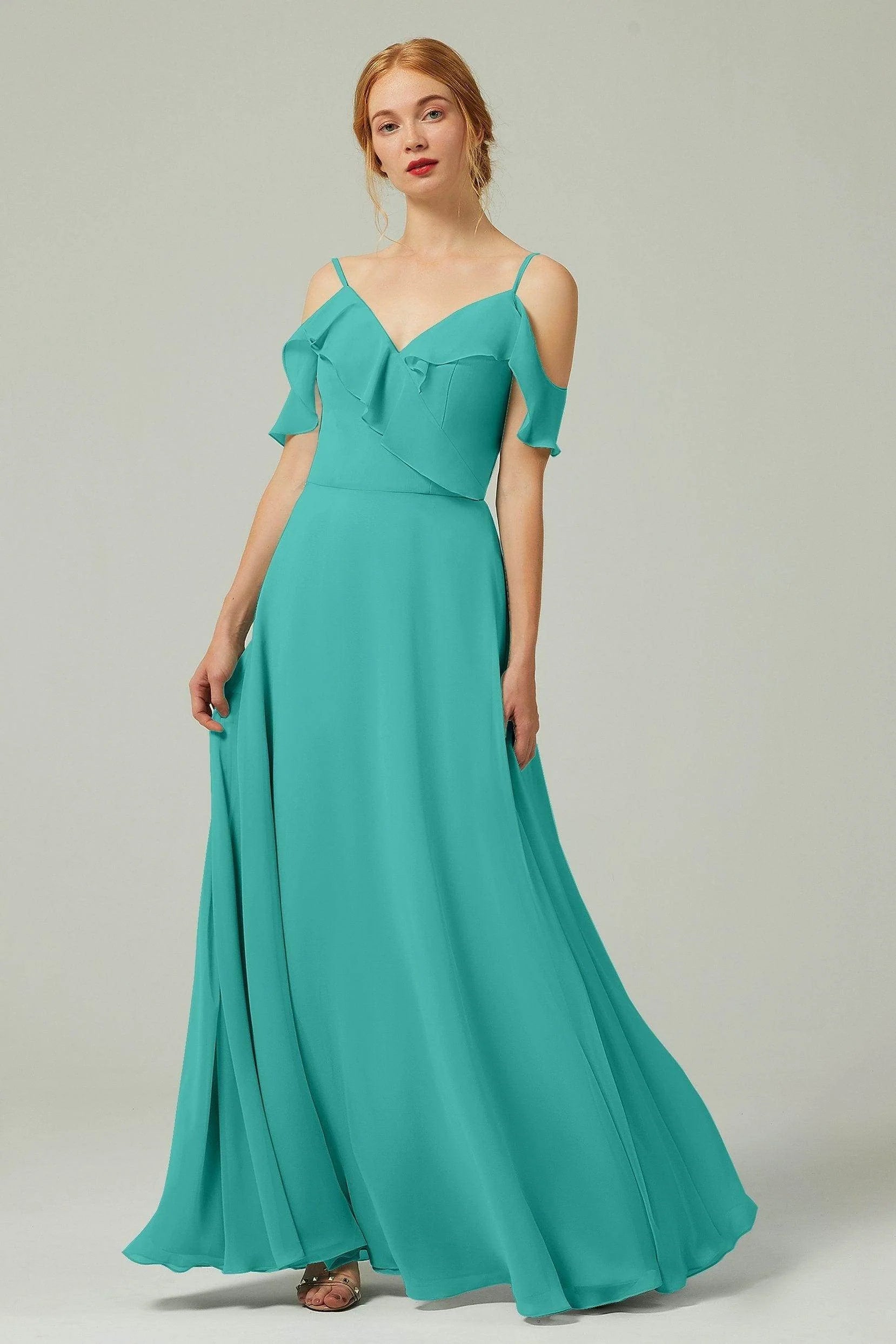 A-Line Floor Length Chiffon Bridesmaid Dress CB0326