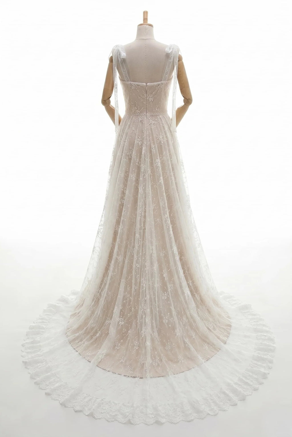 A-Line Sweep-Brush Train Lace Wedding Dress CW3023