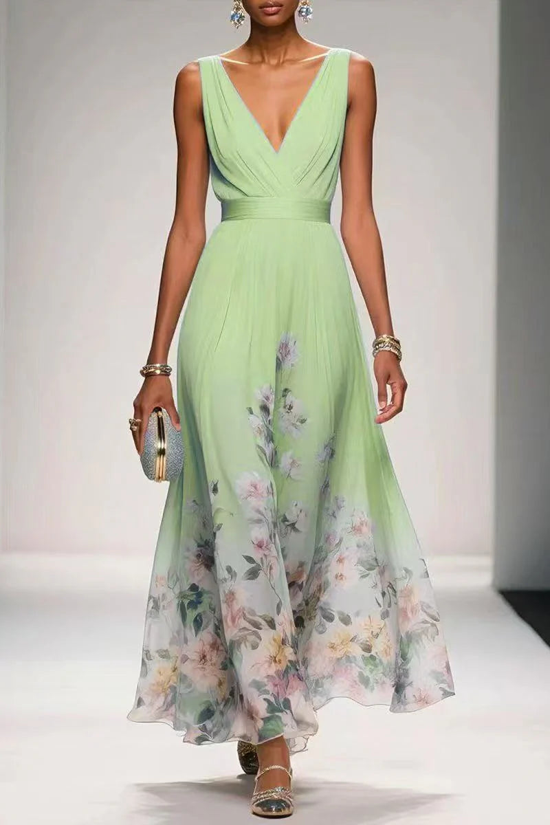 A-Line Tea Length Chiffon Wedding Guest Dress 922638194251