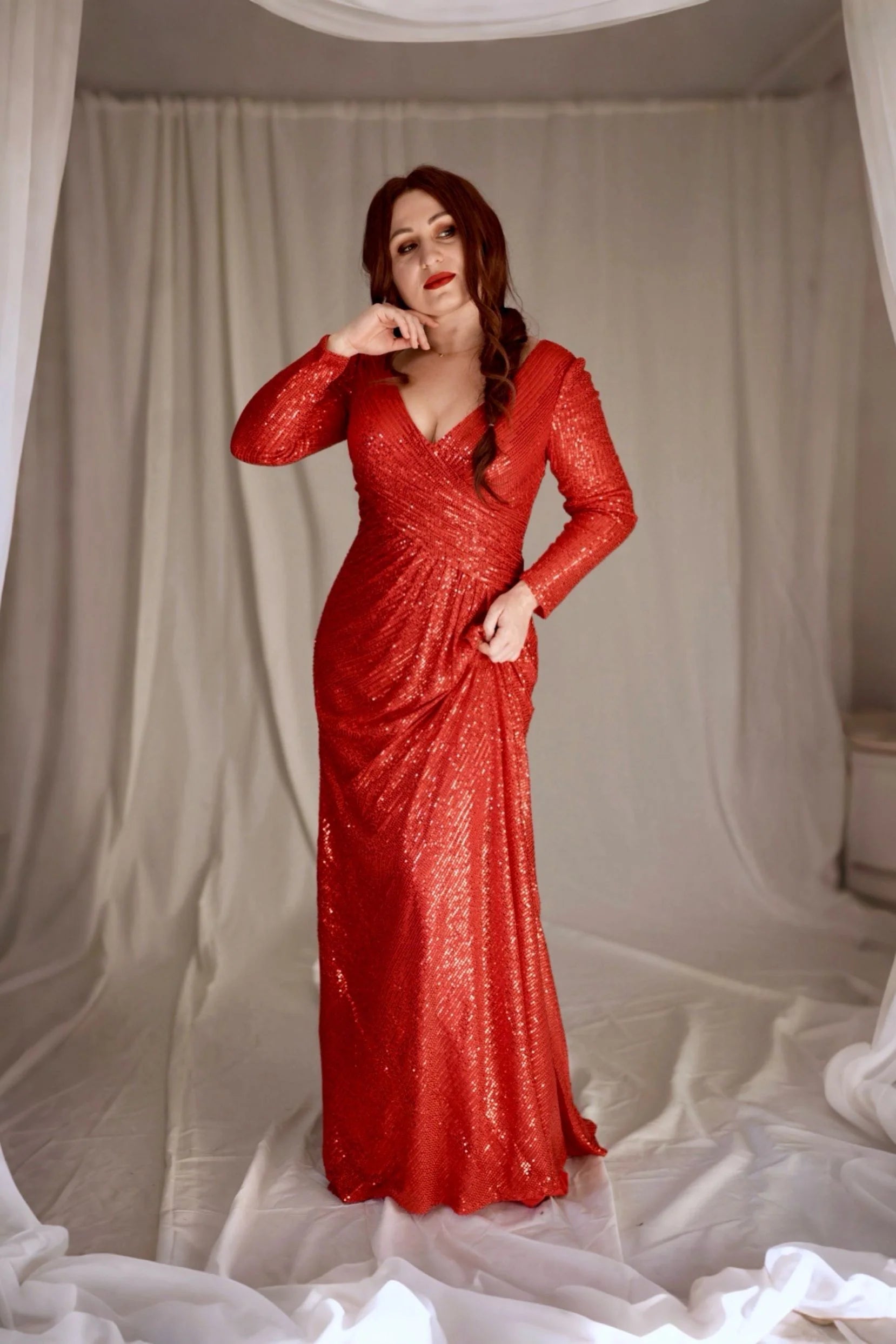 Sheath-Column Maxi Sequined Mother of the Bride Dresses CM0394