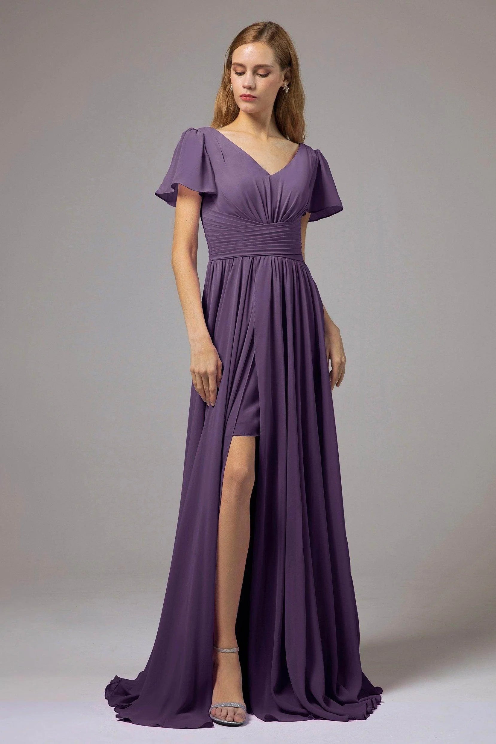 A-Line Floor Length Chiffon Bridesmaid Dress CB0396