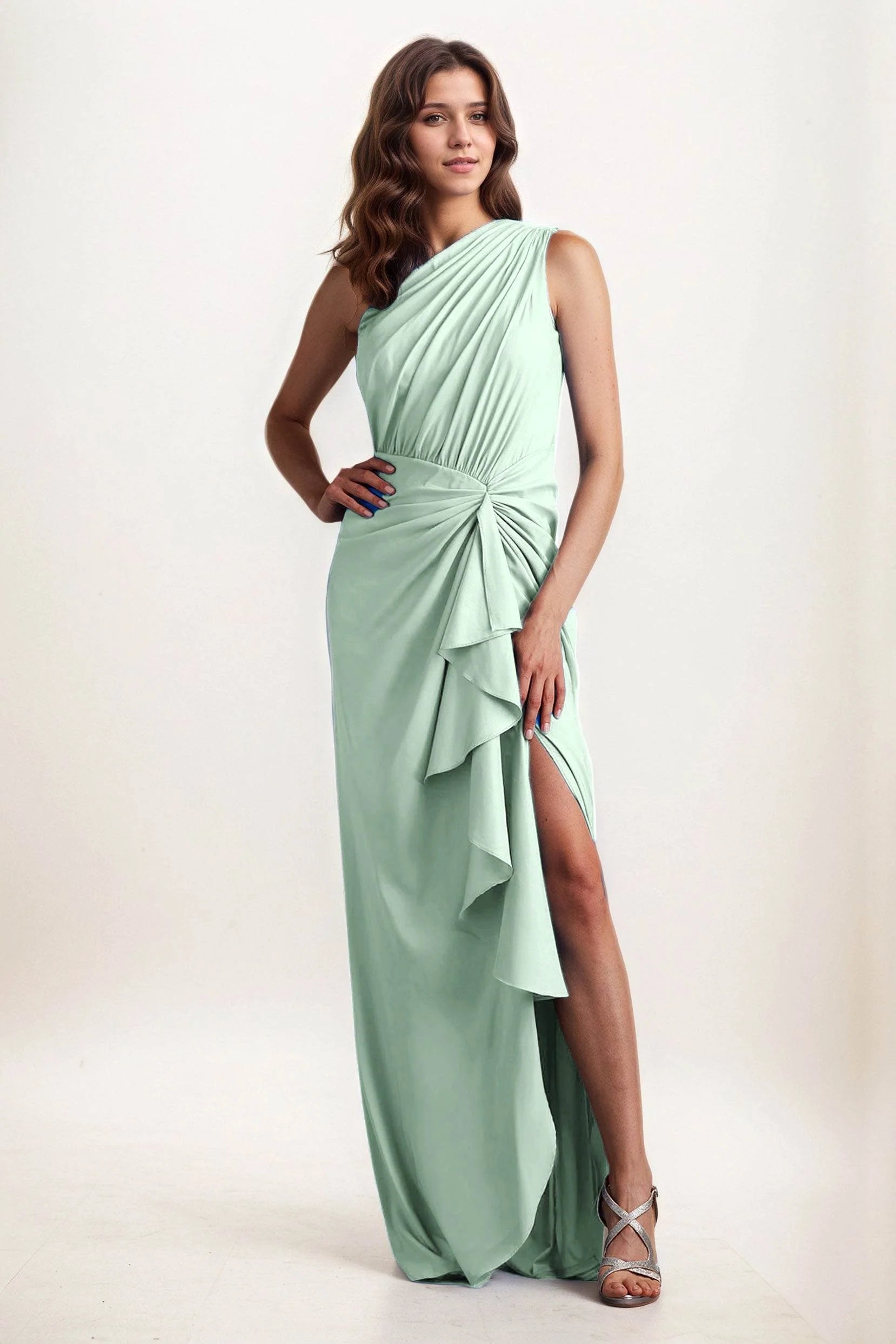 Sheath-Column Maxi Chiffon Wedding Guest Dress CG0282
