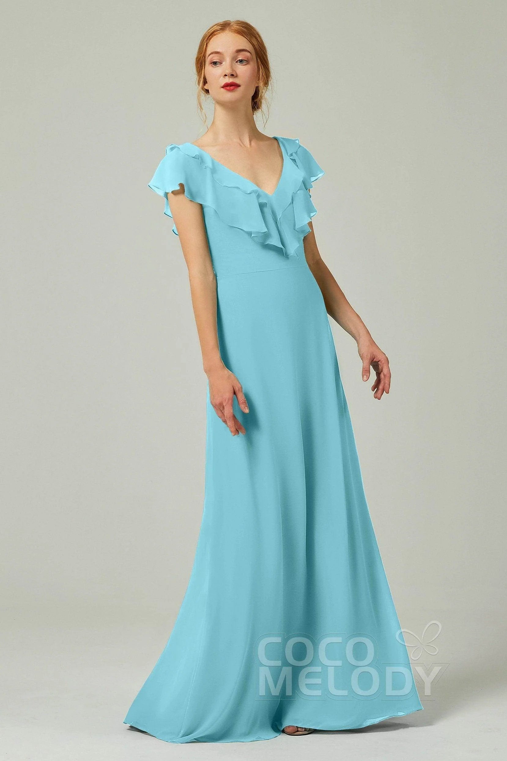 A-Line Floor Length Chiffon Bridesmaid Dress CB0323
